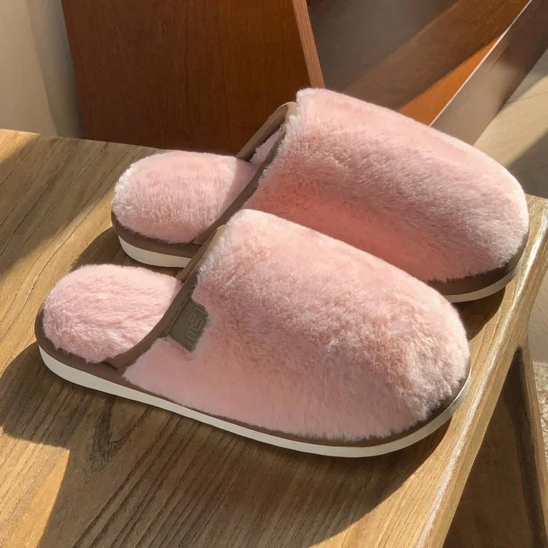 Women's Cotton Slippers  Autumn/winter New Indoor Imitation Rabbit Fur Plush Warm Comfortable Anti Slip Soft Couple Slippers