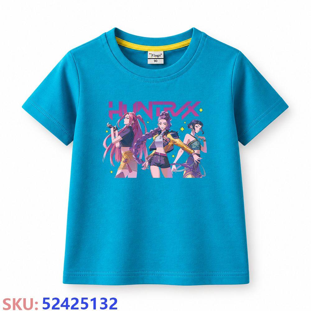KPop Dämonenjäger Kinder-Cartoon-Print T-Shirt