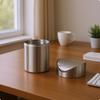 Brushed Steel Trash Can 1.5 L Stainless Compact Desktop Bin