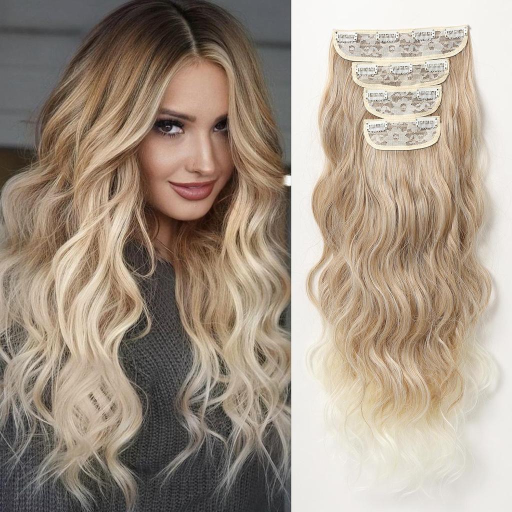 Synthetic Hairpieces 4PCS Clip In Hair Extensions Natural Soft Hair for Women Girls 22inch Daily Use