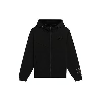 Li-Ning Wade Series FW22 Solid Color Logo Patch Zip Hoodie Men Tops Black AWDSC45-1