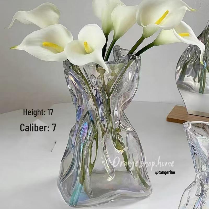 Nordischer Holzstielhalter Glasvase für Hydrokultur-Rosen & Bambus