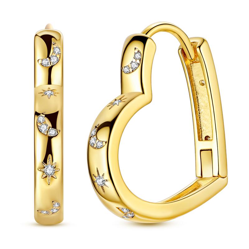 New 925 Sterling Copper Gold Color Hoop Earrings Butterfly Paved CZ Stone Original Golden Earrings For Women Fine Zircon Gift