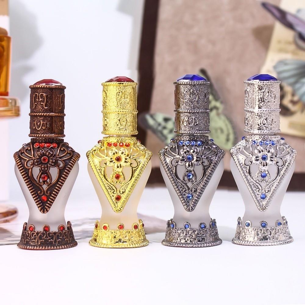 8mL Perfume Bottles Empty Antiqued Metal Refill Bottle Carving Design Arabian Style Essential Oil Bottles Decoration Gifts