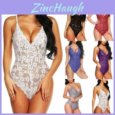 Lace Stretch Women Bodysuit Lingerie Sleeveless V Neck Top Jumpsuit Vest S3xl