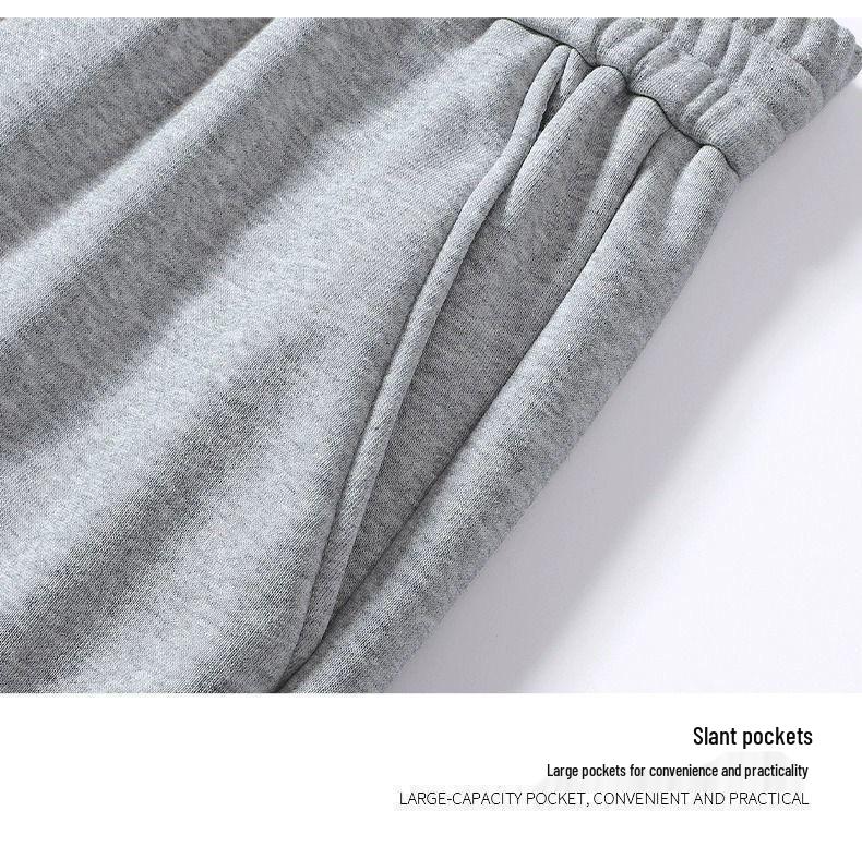 Men's 2025 Gray Loose-Fit Straight-Leg Sweatpants, Wide-Leg Casual Cotton for Spring/Fall