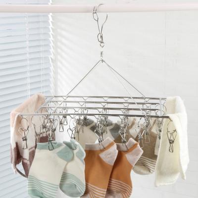 30/36 Clip Aluminum Metal Sock Underwear Clothes Outdoor Airer Dryer Laundry Hanger Stainless Steel