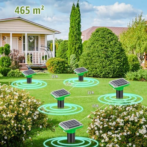 4 Pack Solar Mole Repellent Outdoor Waterproof Ultrasonic Animal Deterrent for Yard Lawn Garden Black