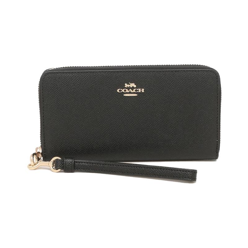 

COACH Zip Around 20 Zippered Long Leather Wallet Clutch Women s Black Gold чорний