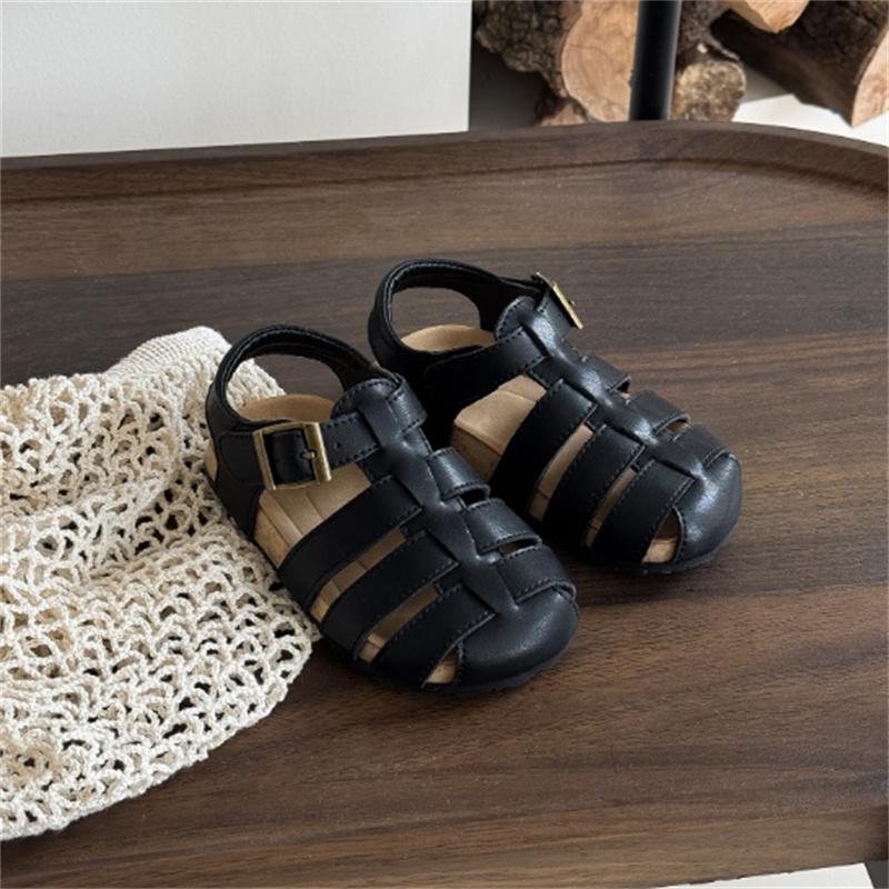 

New Summer Children Sandals Leather Unisex Kids Roman Shoes Soft Sole Non-slip Fashion Toddler Girls Boys Beach Sandals 22