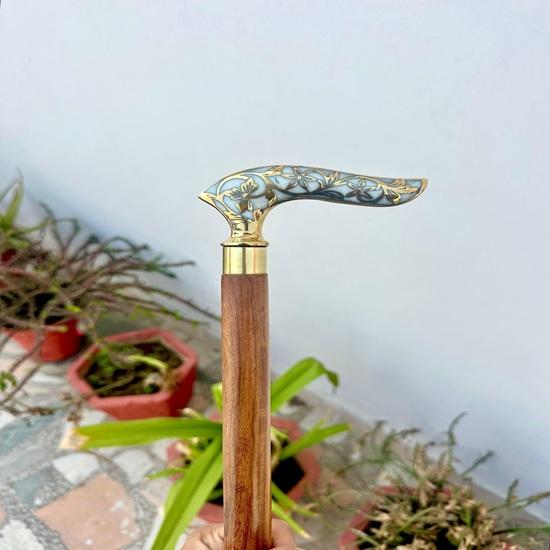 91.44 Cm Victorian Flower Walking Stick Cane Brass Gift for Men and Women Handmade Design Gift Everyday Use Best Gifts