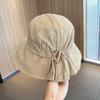 Summer Retro Cotton Fisherman Hat With Oversized Brim Butterfly Bow Sun Hat