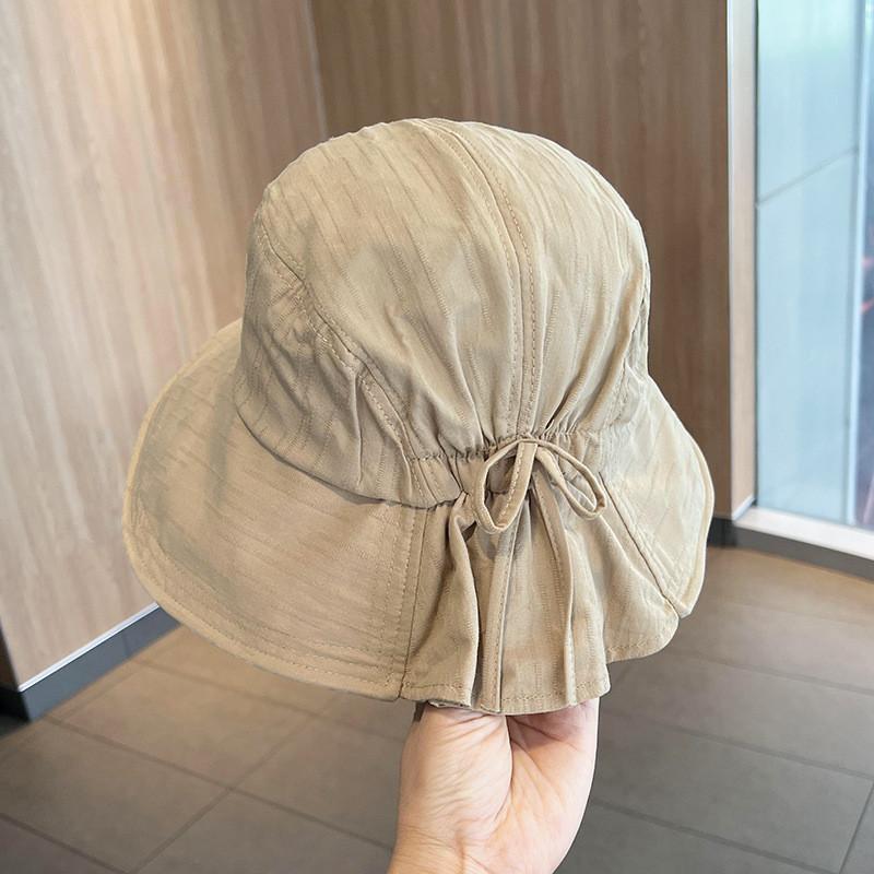 Summer Retro Cotton Fisherman Hat With Oversized Brim Butterfly Bow Sun Hat