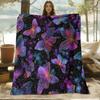 1pc Skin-Friendly Dreamy Butterfly Night Sky Pattern Digital Print Blanket, Suitable for All Seasons, Sofa Throw, 100% Polyester Fiber, Soft and Comfo