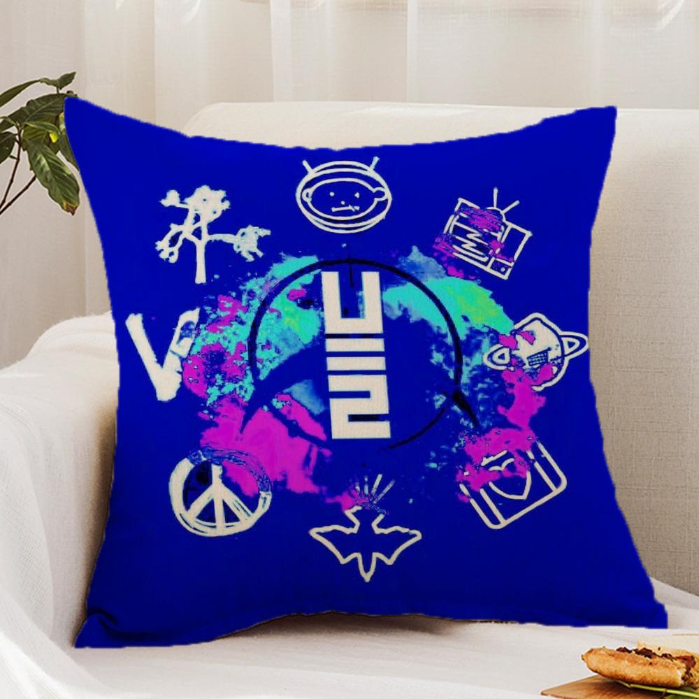 Rock Band U-U2 Cushion Cover Premium Comfort Reversible Pillow Cover - Dual - Use Design for Home & Car