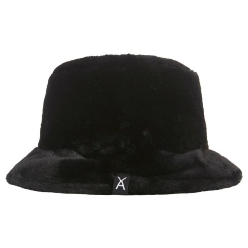 VARZAR Fur Logo Point Bucket Hat Black