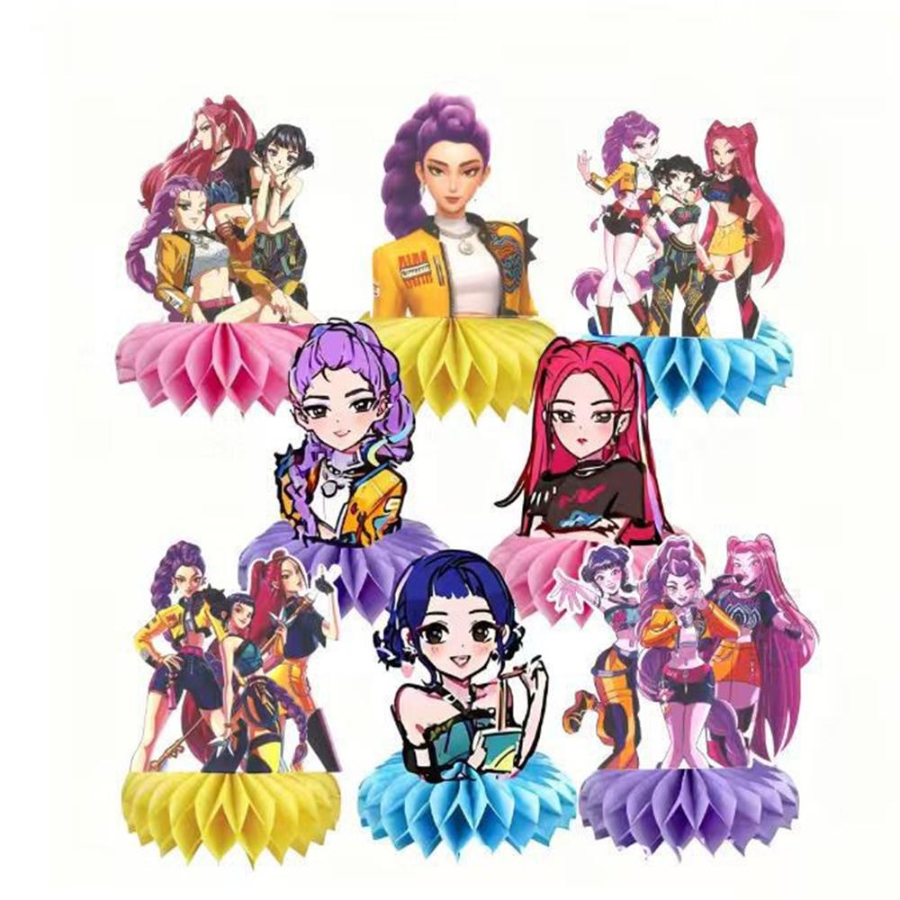 8 Pcs Demon Hunters Cartoon Honeycomb Party Decorations Perfect For Birthday