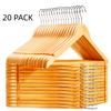 20pcs Non-Slip Wooden Clothes Hangers with Grooves, Solid Wood Drying Rack for Wardrobes, Bedrooms, Clothing Stores