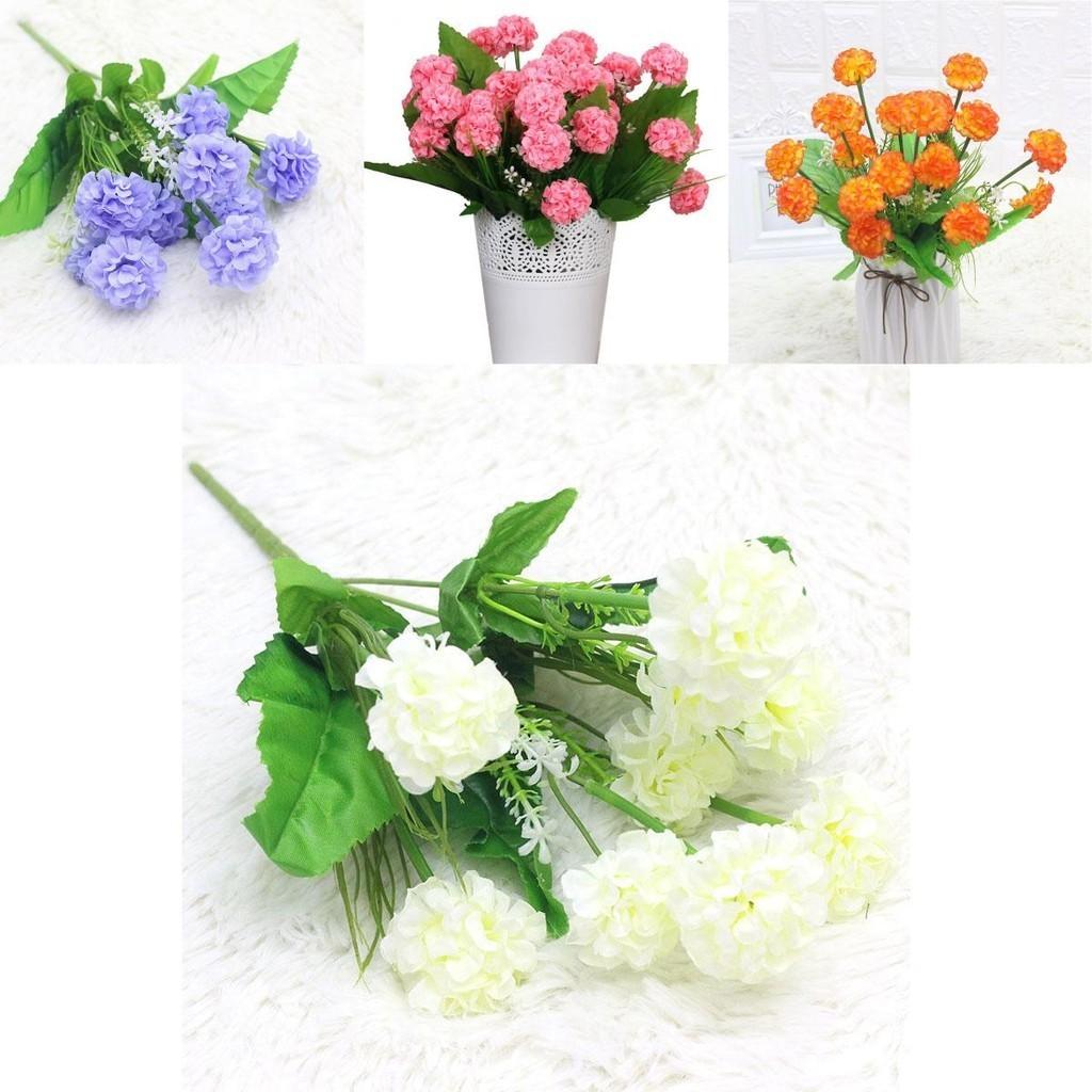 Stunning 9 Heads Fake Silk Carnation Flower Bunch For Chic Home Decoration And Wedding