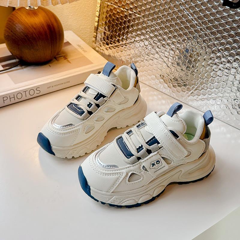 Boys' Autumn Running Shoes for Older Children, Soft-soled and Breathable White Shoes