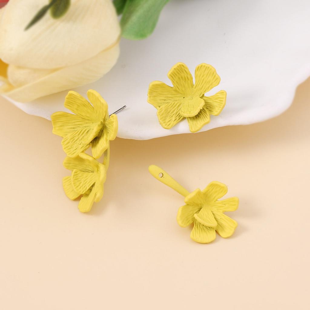 New double-layer small fresh and colorful flowers with two earrings, simple and versatile fashionable women's earrings wholesale