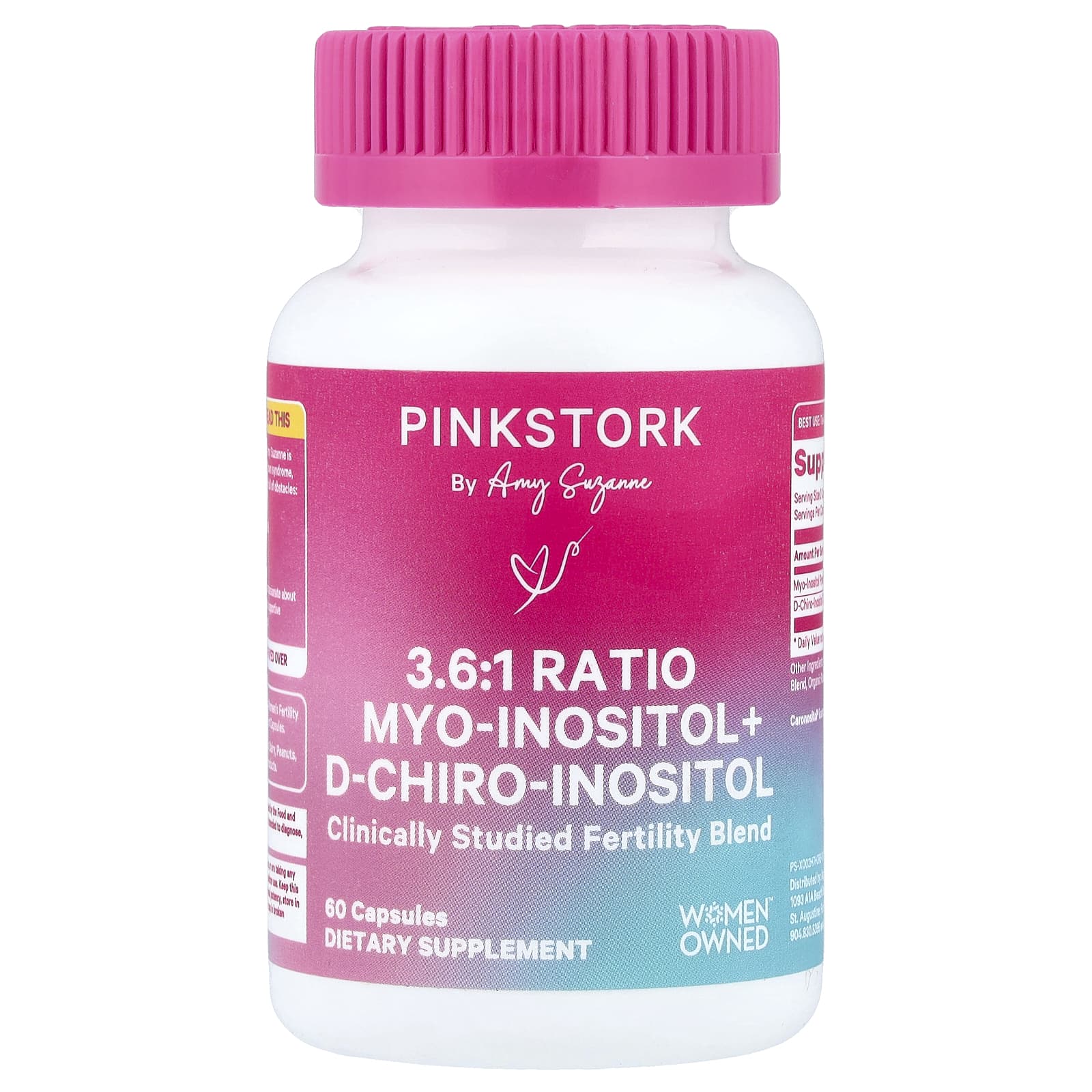 

Pink Stork, 3.6:1 Myo-Inositol + d-Chiro-Inositol, 60 Capsules