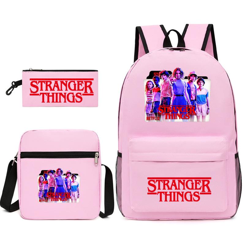 Stranger Things Rugzak Set 3-Delig Student Schooltas met Lunchtas & Etui Zwart TV Merchandise