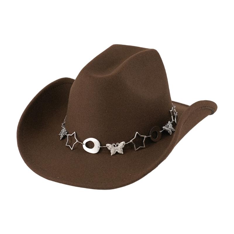 Fashion Star Butterfly Chain Cowboy Cap For Women Men Western Hat Fashion Accessory for Music Festival Theme Party