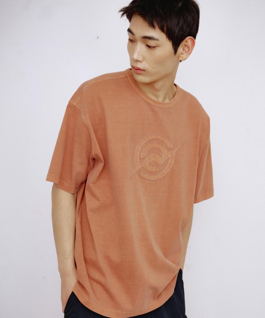 Kallapataleu Kp Symbol Logo Pigment Washed Short-Sleeved T-Shirt - Orange