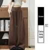 Women's Spring Arrival American-Style Grey Low-Rise Sweatpants, Drapey Comfortable Straight-Leg, Loose Wide-Leg Floor-Length Pants