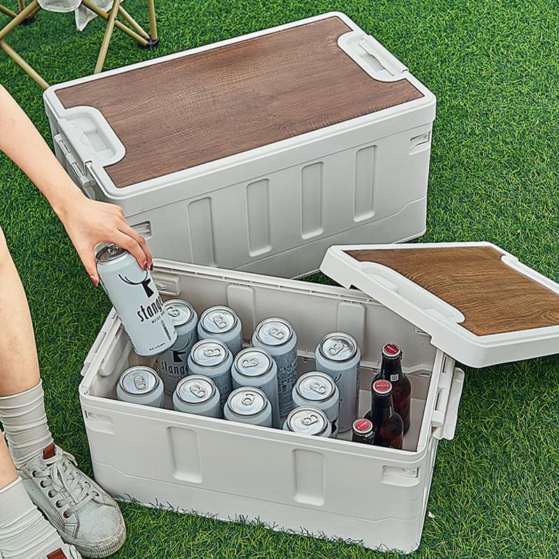 Cutie de depozitare pentru picnic Hui Ling Yang Yun Luo cu capac din lemn