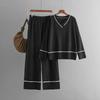 Circyy Knitted Sweater Women Pants Sets Patchwork Pullovers Wide Leg Trousers Autumn Winter New Two Piece Sets Womens Outifits