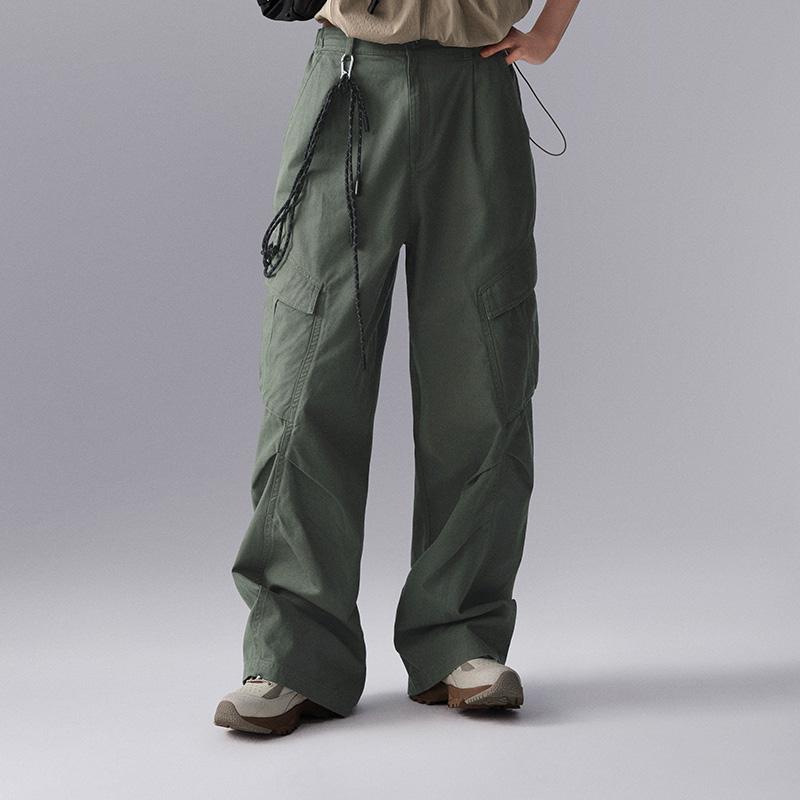 Li Ning CF Pure Color Mid Waist Straight Casual Pants Women bottoms Dark-Green AKXU504-1