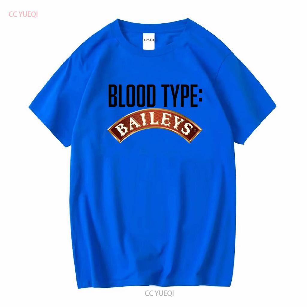 Baileys Irish Cream Alcohol Logo Funny Blood Type Parody T Shirt Long Or Short Sleeves Vintage Washed Versatile