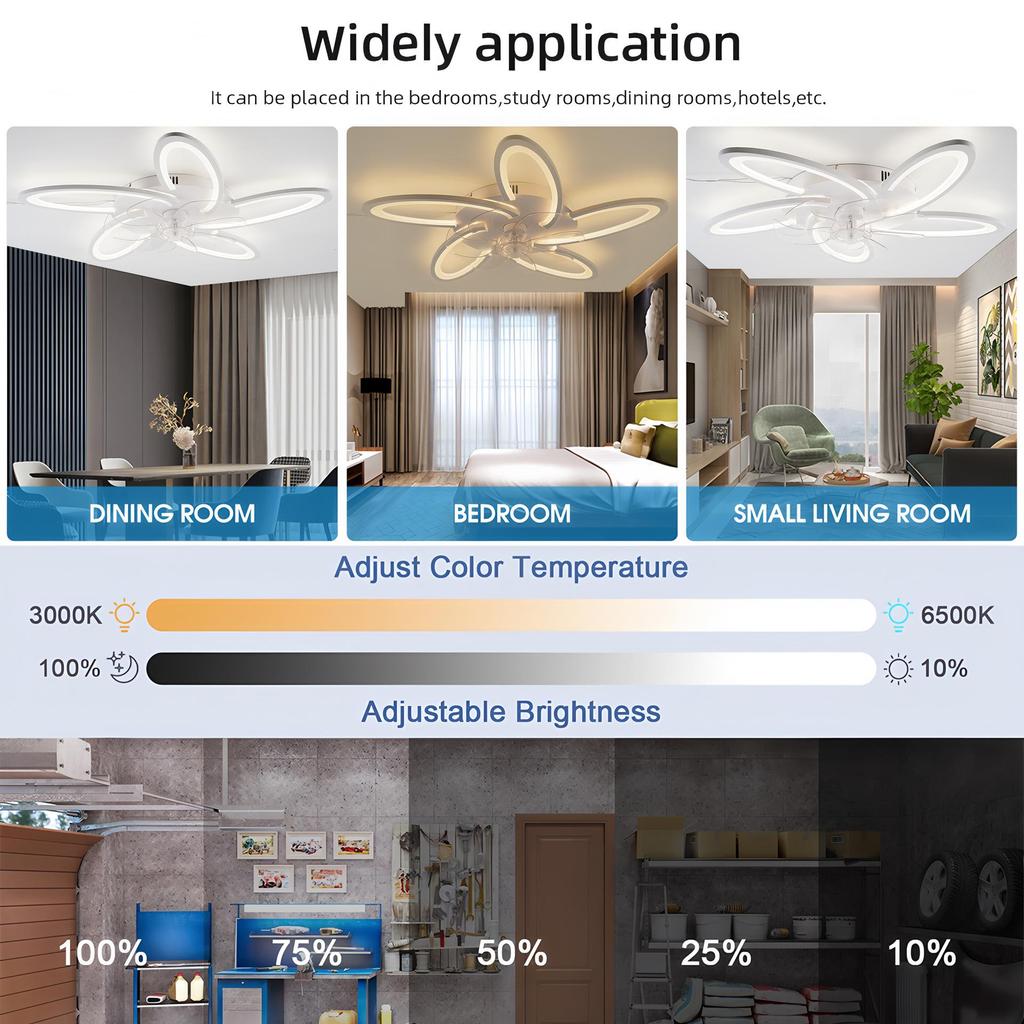 Living Room Bedroom Dining Room Ceiling Fan with Light - Stylish Home Decor