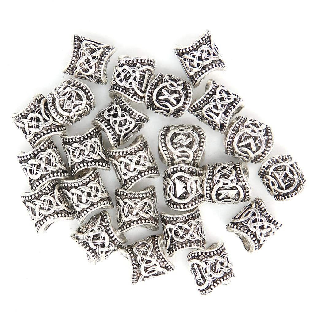 24pcs Alloy Vintage Beard Hair Beads Dreadlocks Hair Braiding Beads Jewelry Making Beads