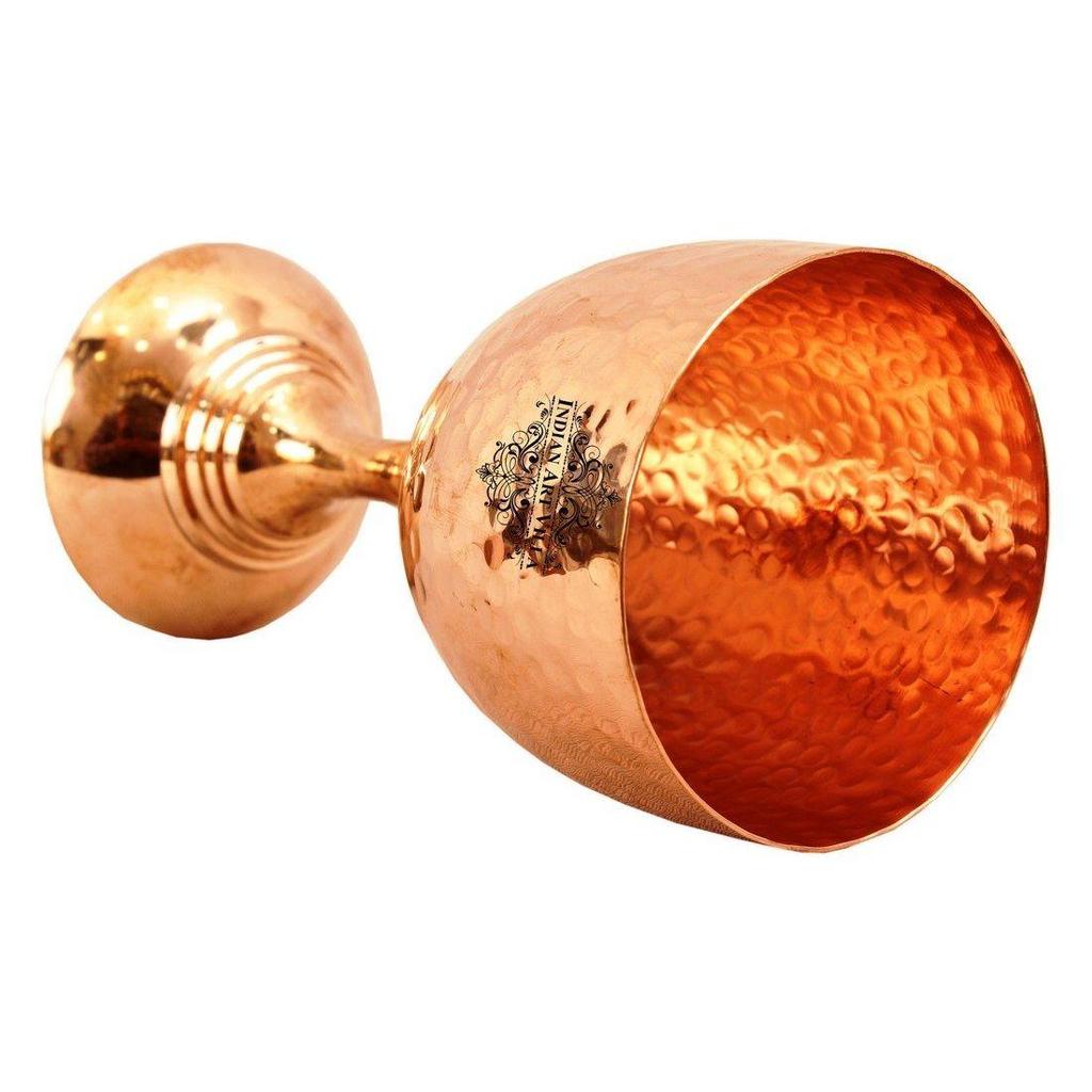 Hammered Flute Design Copper Wine Goblet Glass Tumbler, Barware, 250 Ml