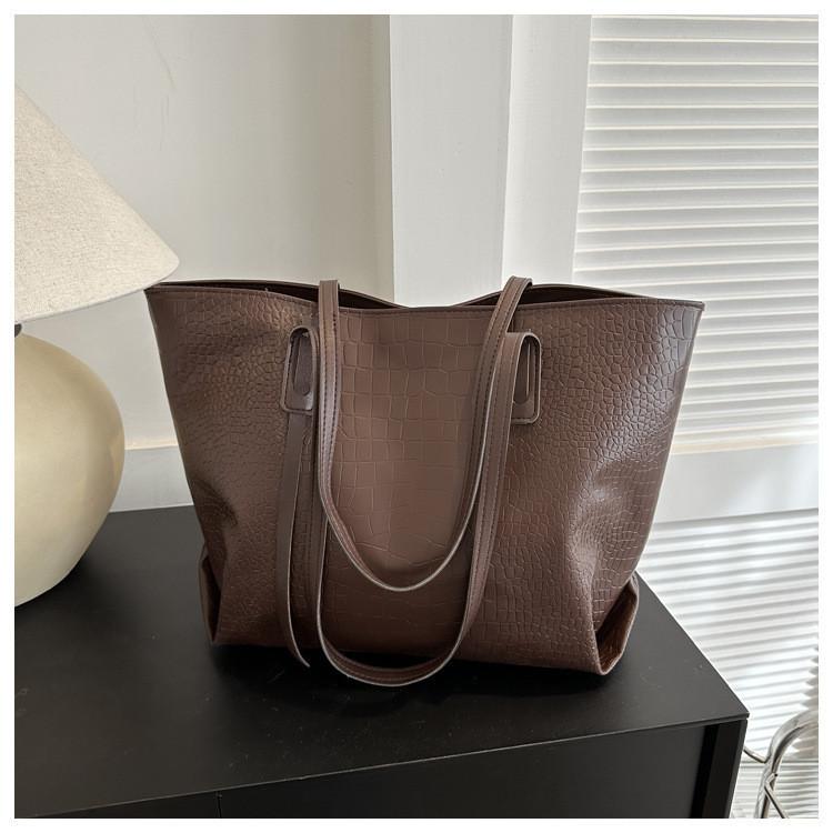 Стильная городская шикарная большая сумка-тоут из ПУ-кожи, новая сумка Осень-Зима 2023 коричневый