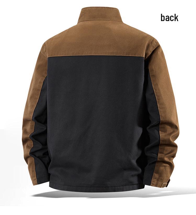 Trendy Plus Size Retro Color Block Workwear Jacket with Lapel