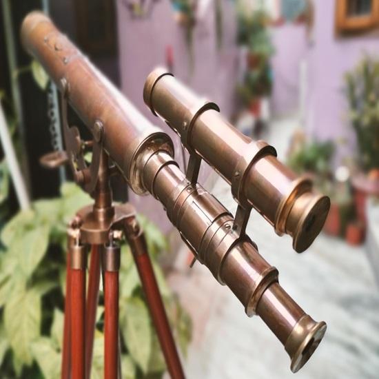 Brass Telescope Floor Standing Maritime Ship Instrument Functional Clear Vision Instrument Nautical Home Decor