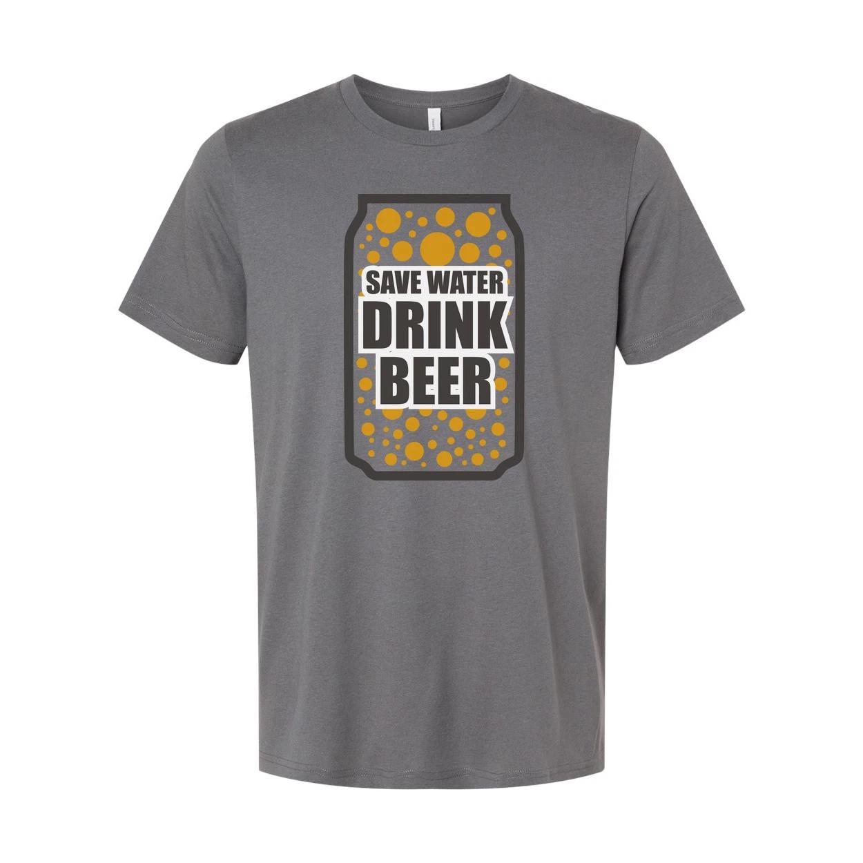 Unisex Graphic Tee With Beer Can Save Water Drink Beer XL