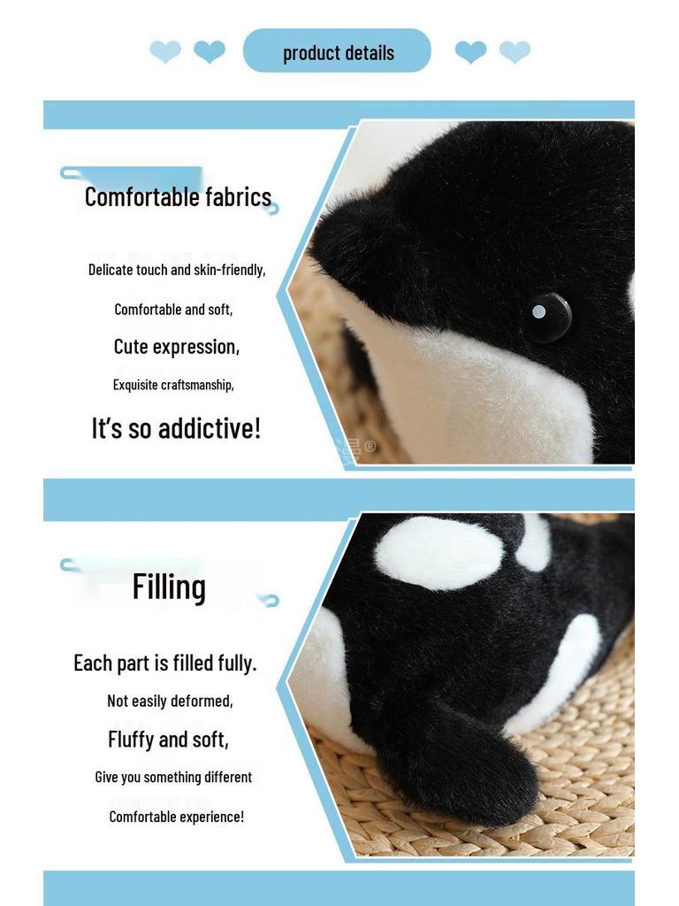 Adorable Dolphin & Orca Plush Ocean Animals - Stuffed Shark & Seal Doll for Children, Perfect Birthday Gift