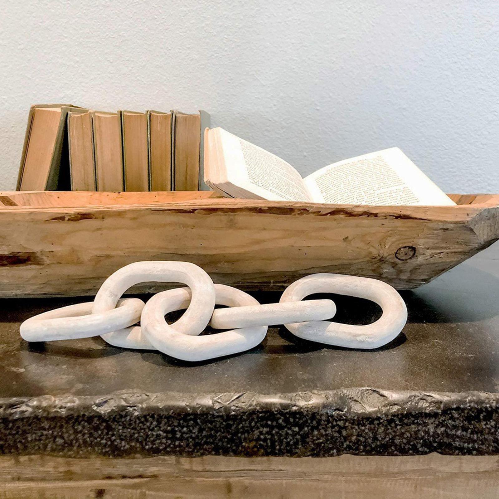 Wood Chain Link Decor White 55x10x2.5cm Decorative Wood Chain Link for Living Room Bedroom brown
