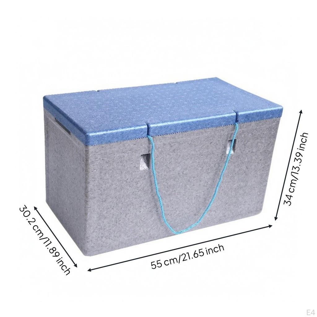 Lightweight Insulated Container with Lid | and cold storage, Builtin Side Handholds, expanded