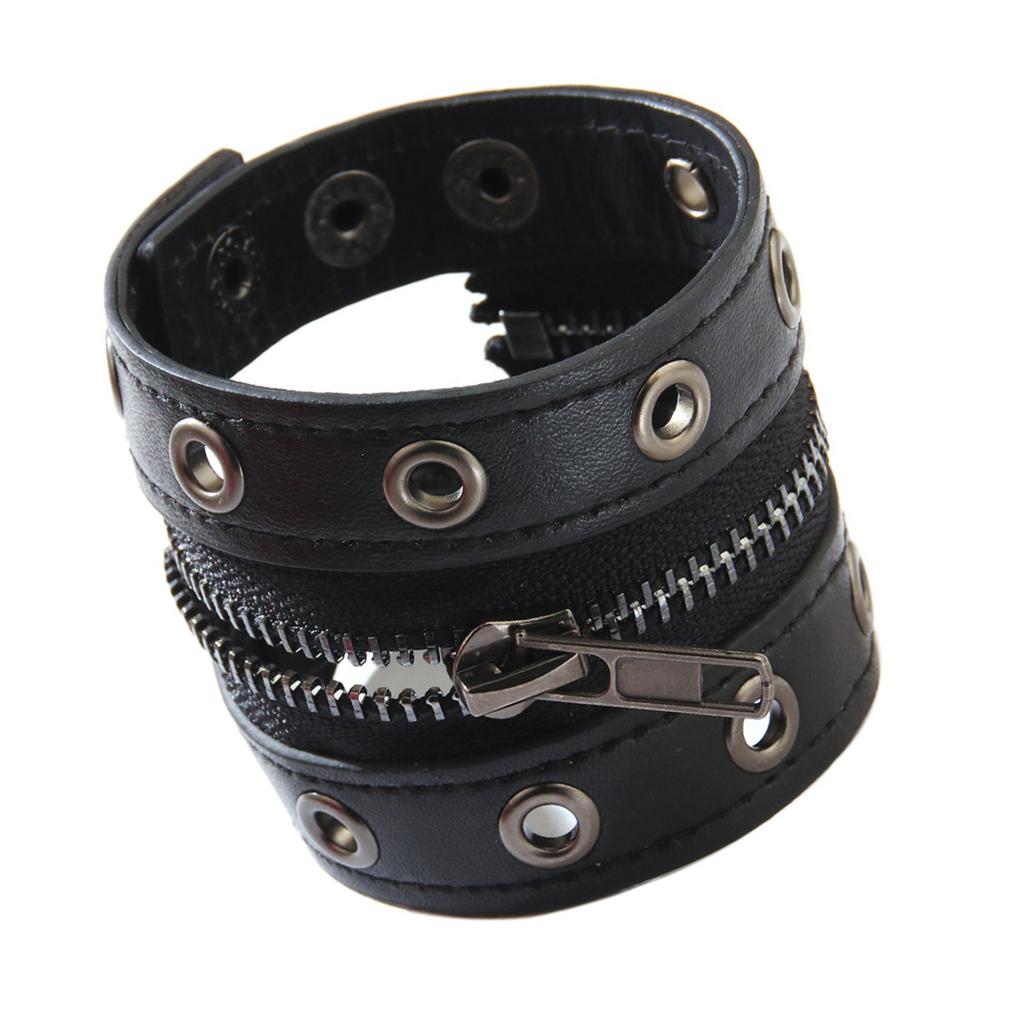 Bracciale Regolabile Stile Punk Rocker Catena in Ecopelle Per Outfit Edgy da Esterno Quotidiano