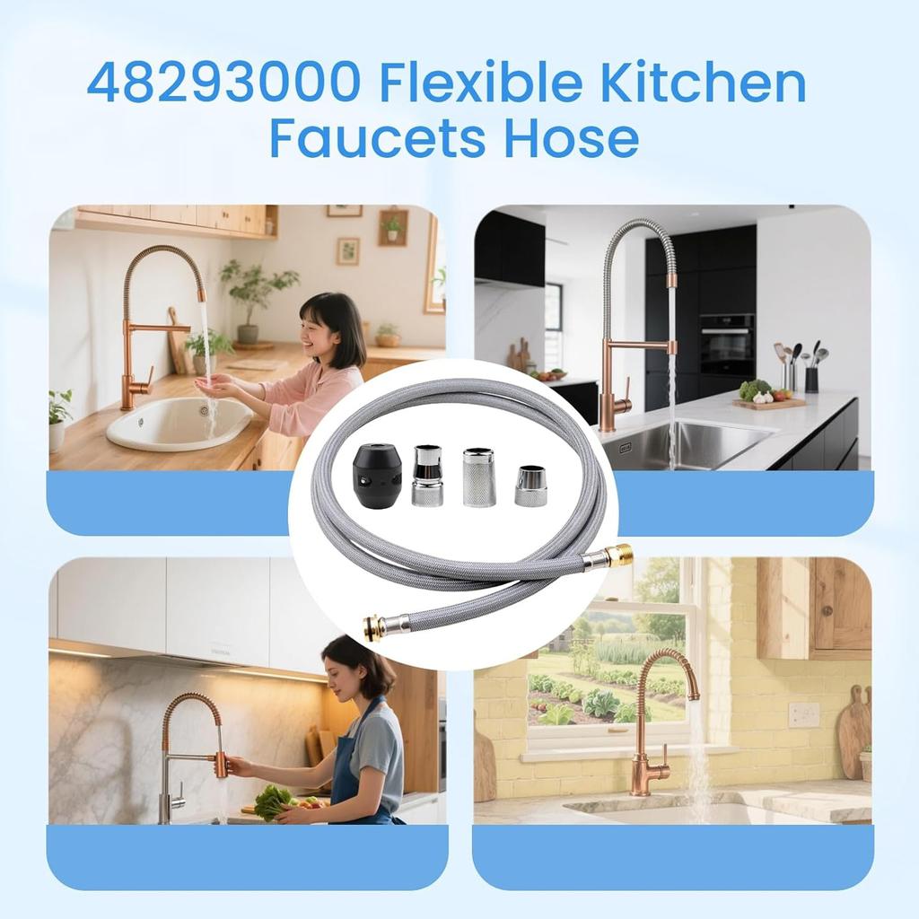 4829300 Manguera Flexible para Grifos de Cocina 59 pulgadas Manguera Flexible Extraíble para Rociador de Grifo para Grifos de Cocina Extraíbles