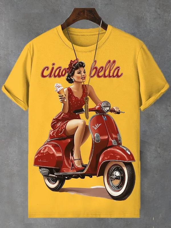Sommer Neue Mode Trend T-Shirt Ciao Bella Buchstaben Druck Einfach Lässig Kurzarm T-Shirts Streetwear Unisex T-Shirts Y2k Oberteile