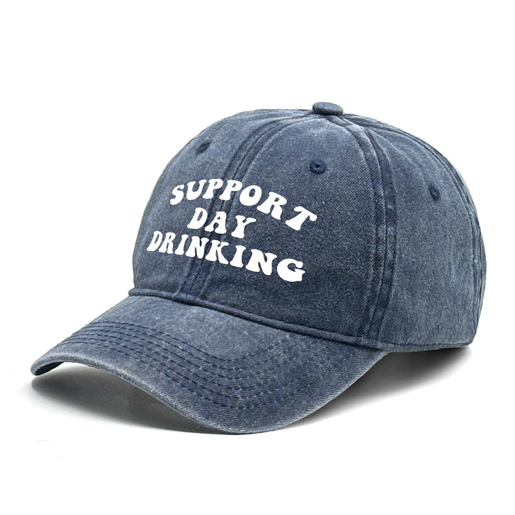 Unisex Adjustable Baseball Cap “Support Day Drinking” Dad Hat Washed Retro Snapback Caps Ideal Choice For Outdoor Accessory