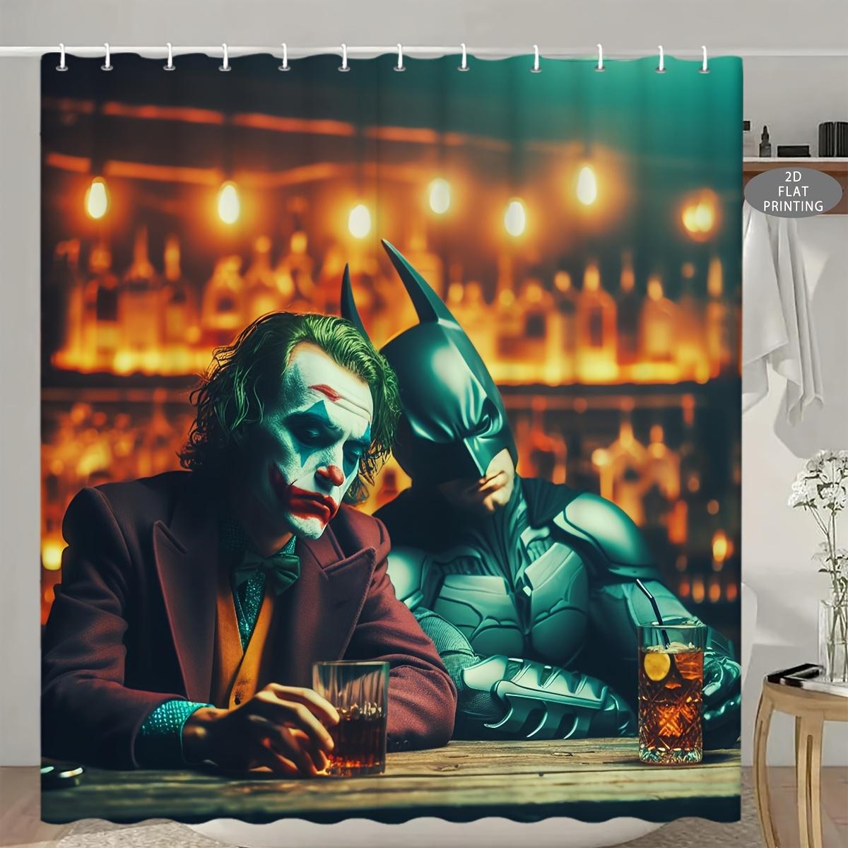 

1pc, 2D Flat, Late-Night Drinking Contest Between The Drunken Joker And The Silent Batman, Patterned Shower Curtain, Can Be Us 90x180cm