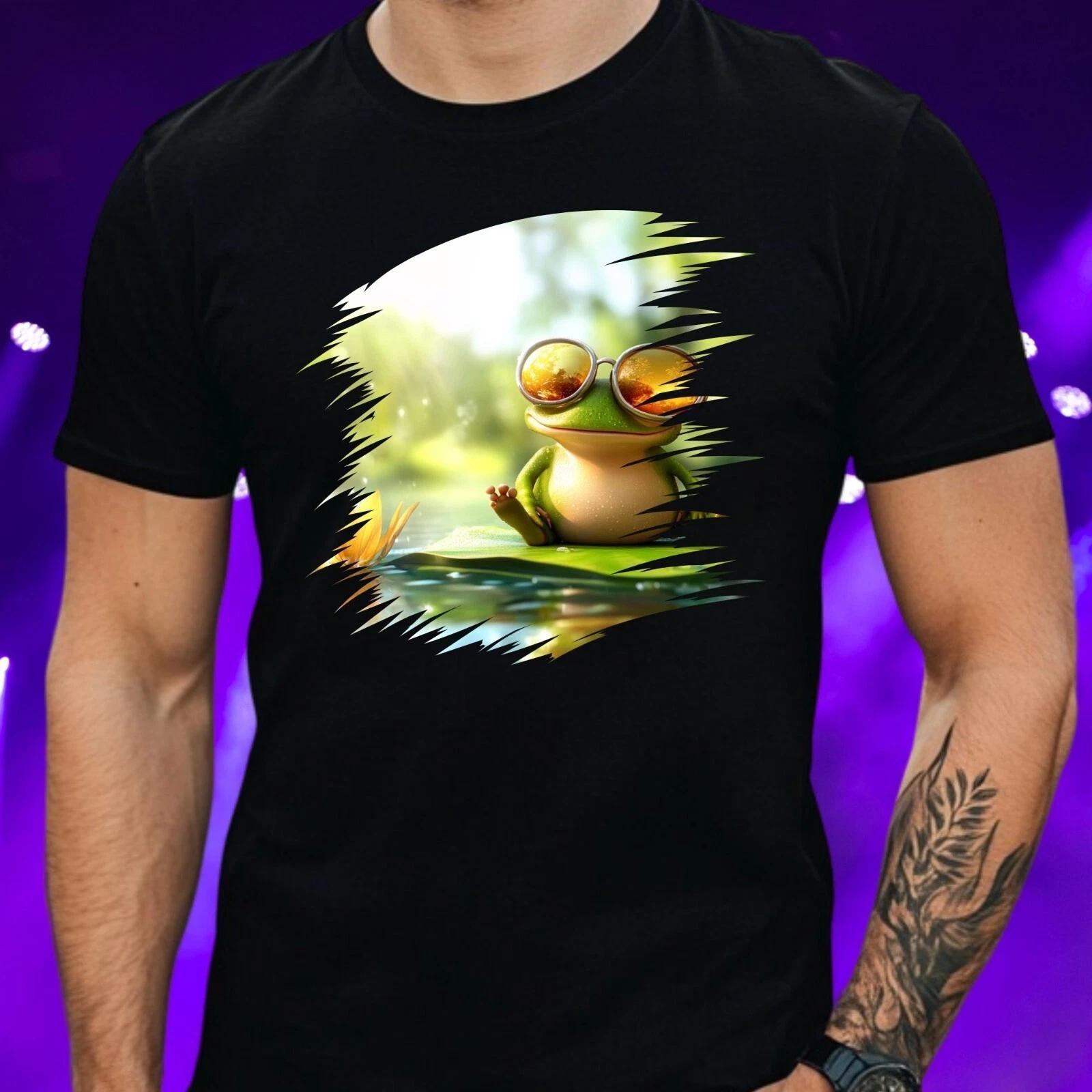 T-Shirt Herren Cartoon Frosch Motiv Baumwolle Größe S bis 5XL L
